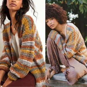 NWT Anthropologie Lucy Textured Cardigan Womens XL Neutral Knit Multi Sweater